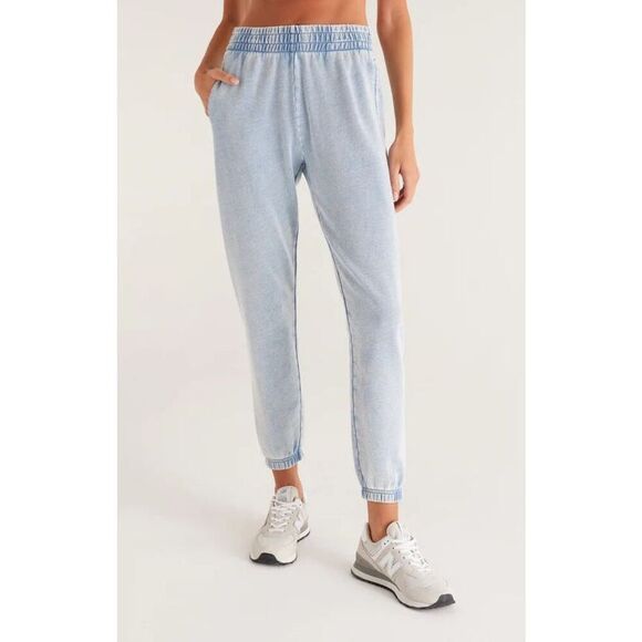 Z Supply Medium Cotton Blue Indigo Jogger Sweatpants - Picture 1 of 5